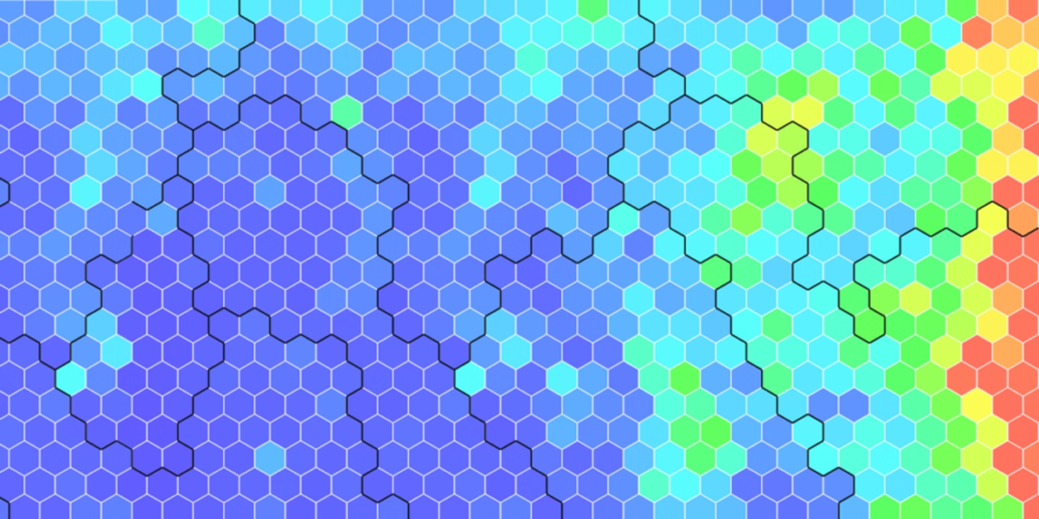 Hexagonal heatmap visualization from Flask-Bitmapist tool user engagement analytics.